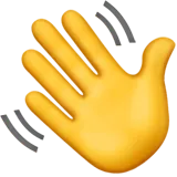 Emoji of a yellow hand with fingers spread, appearing to wave.