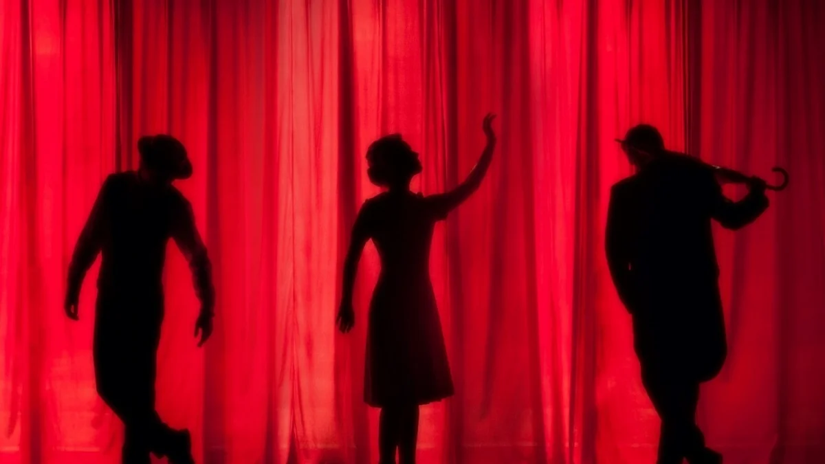 Three actors behind a curtain at The Actors Pulse